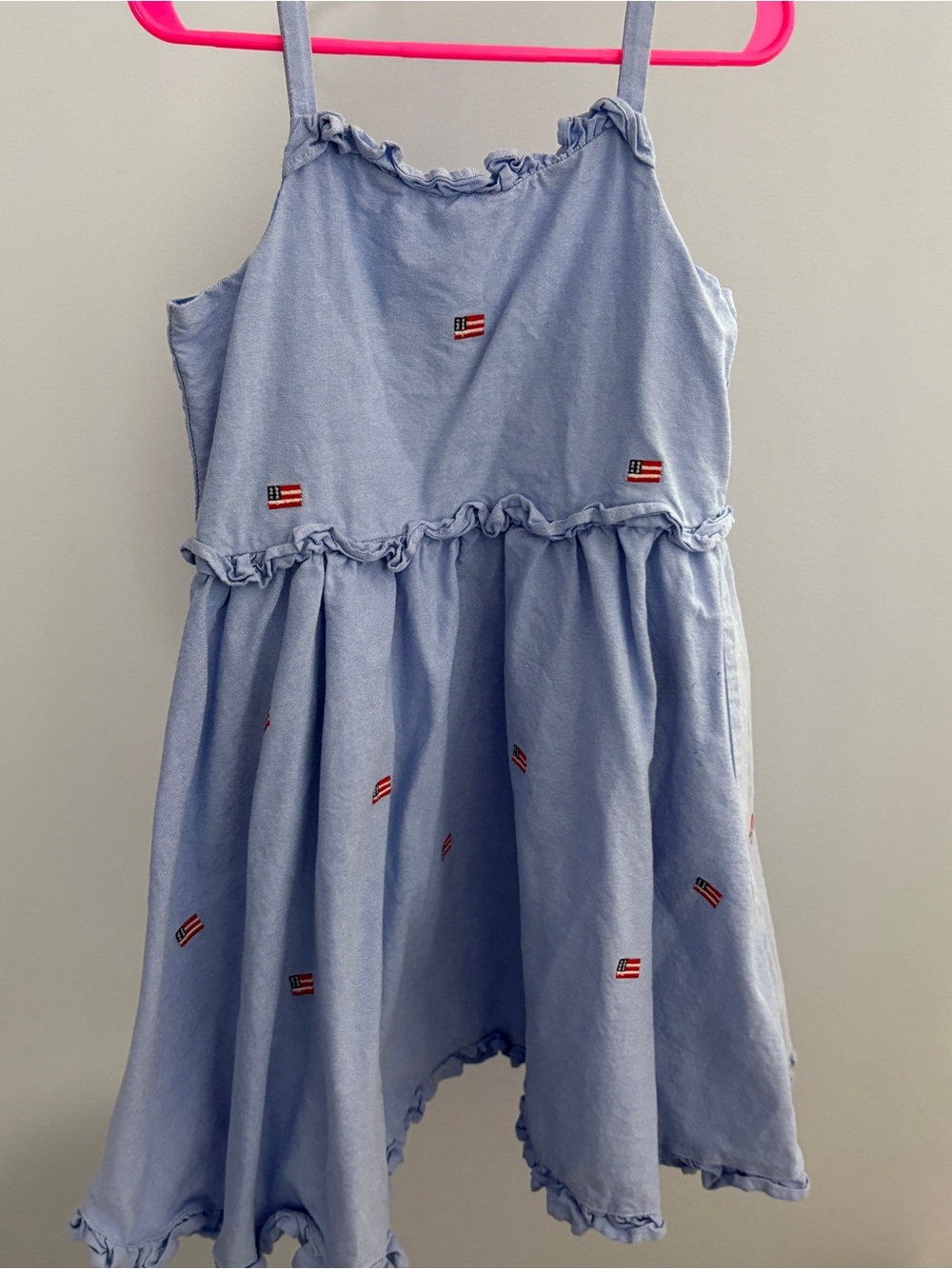 Janie and Jack Light Blue Flag Embroidered Sundress